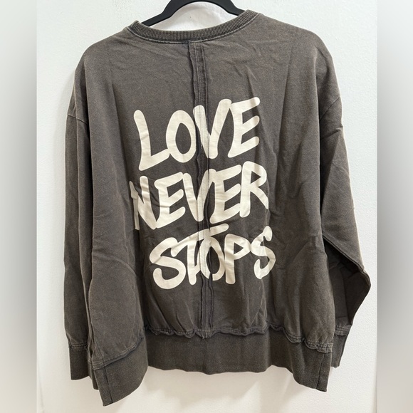 Easel Charcoal Love Never Stops Sweatshirt - Picture 2 of 2